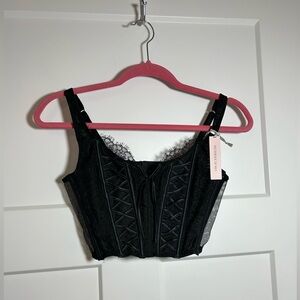 Black mesh lace Victoria’s Secret Dream Angels corset bra top